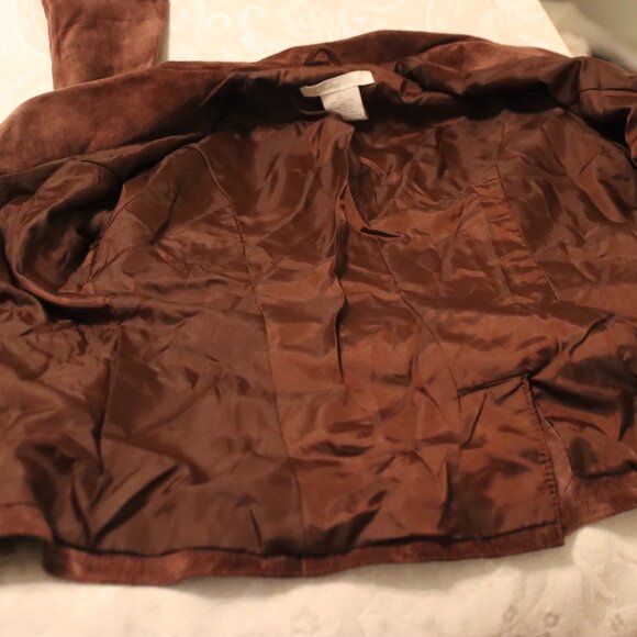 Fitted Suede Leather one button Charlotte Russe jacket Small 100% leather Brown - Picture 16 of 16